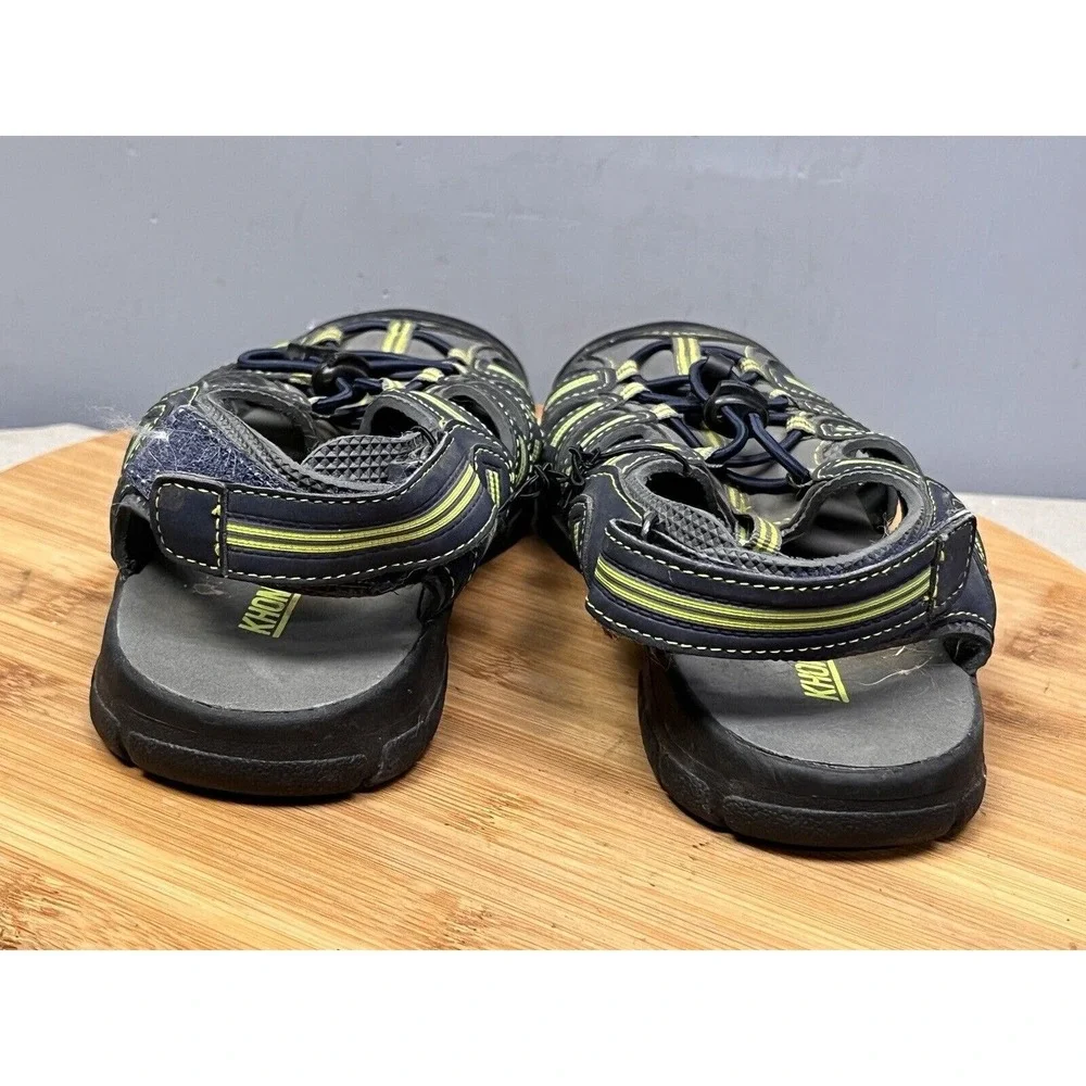 Khombu Dillon Fisherman Sandals Boys 3 Blue‎ Lime Green Bungee 962653 Outdoor